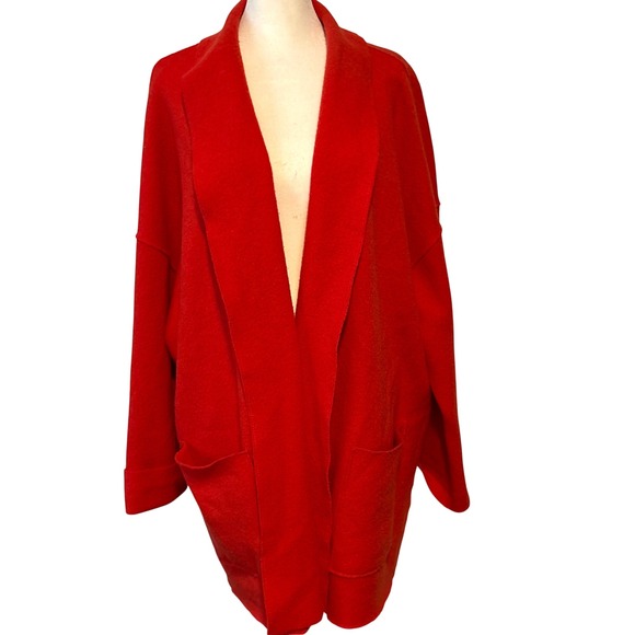 Eileen Fisher Jackets & Blazers - Eileen Fisher Woman Bright Red Wool Open Jacket in Size 2X